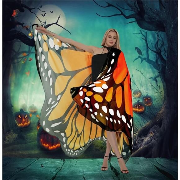 Halloween Butterfly Wings Costume for Womens, Moth Wings Butterfly Cape Adult - Picture 4 of 8